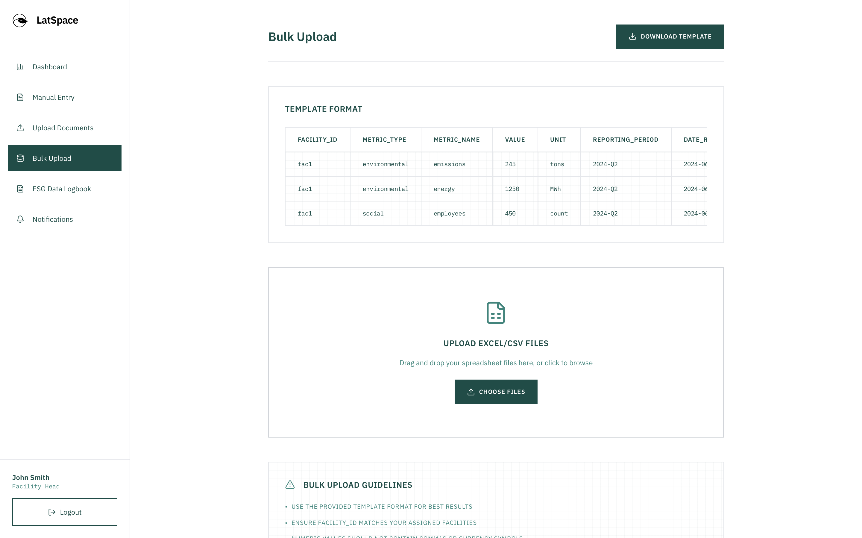 Bulk Upload Interface